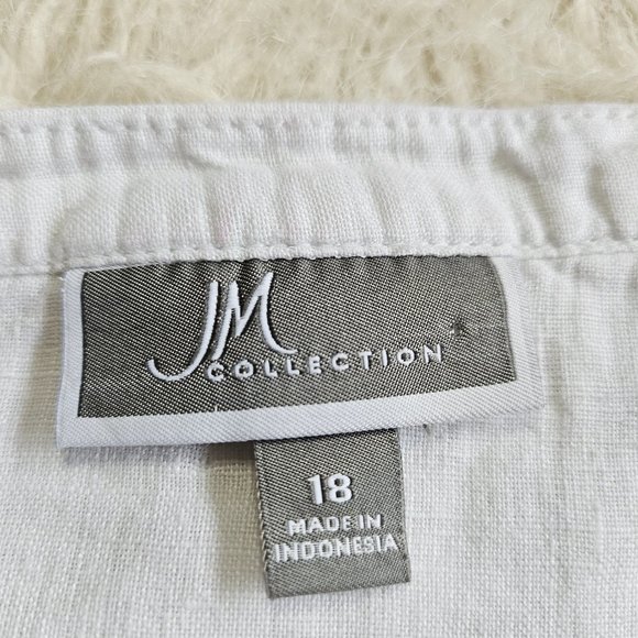 JM Collection Women's White Linen Coconut Button Down Casual Shirt Size 18 - Picture 7 of 9